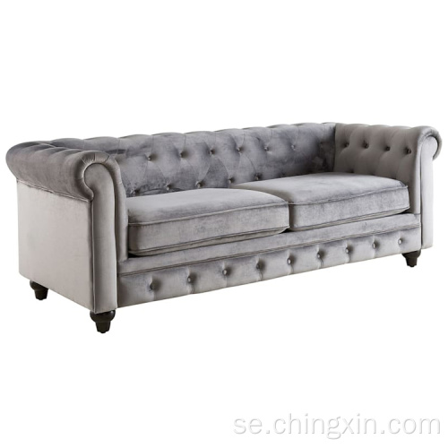 Vardagsrumsmöbler europeisk stil tufted sammet chesterfield soffa soffa